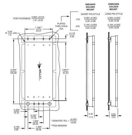 V48A48C500B PCB Mounting